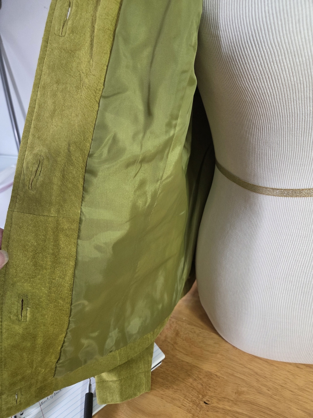 Women's Suede Button-Front Jacket in Oak Moss Green - Picture 4 of 8
